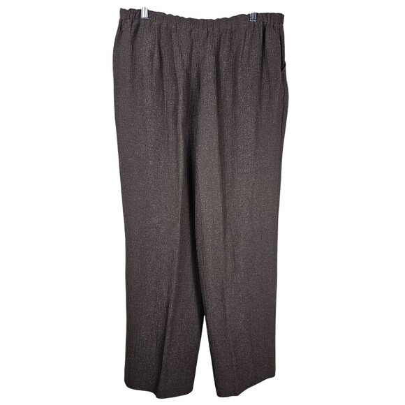 J. Jill Brown Wide-Leg Pants L Hemp/Silk/Organic Cotton Blend Stretch Drawstring - Picture 2 of 10